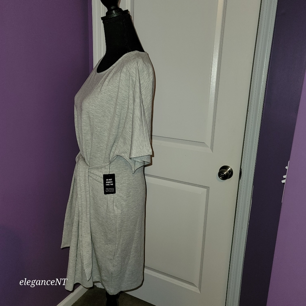 Express Gray Sweatshirt Dress with Flutter Sleeves Size: L NWT - Picture 4 of 8